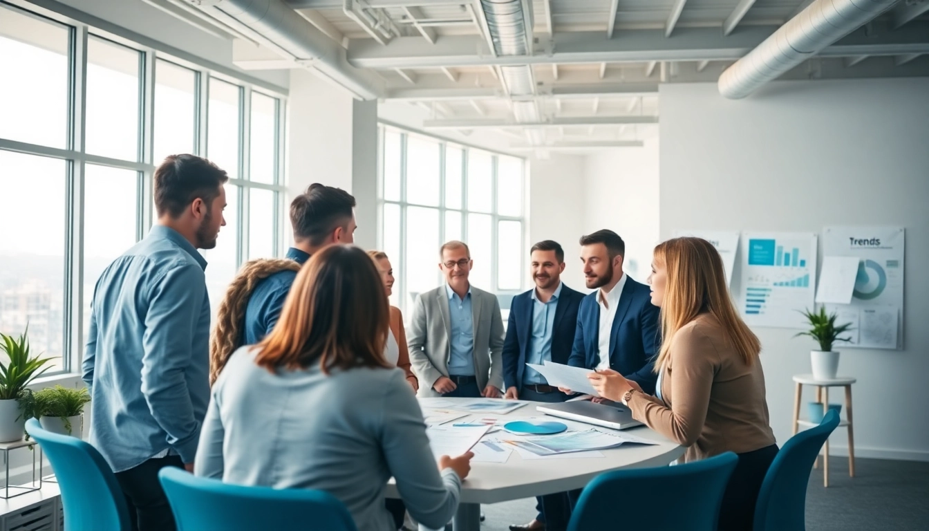 Überblick über Werbung Trends in einem innovativen Marketingteam während einer Besprechung
