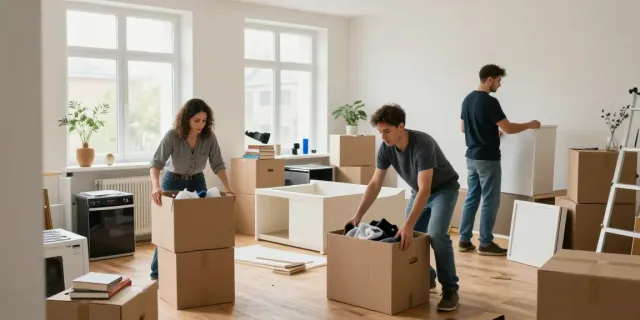 Professionelles Team bei der Wohnungsauflösung in Berlin Reinickendorf mit sorgfältigem Handeln und Organisation.