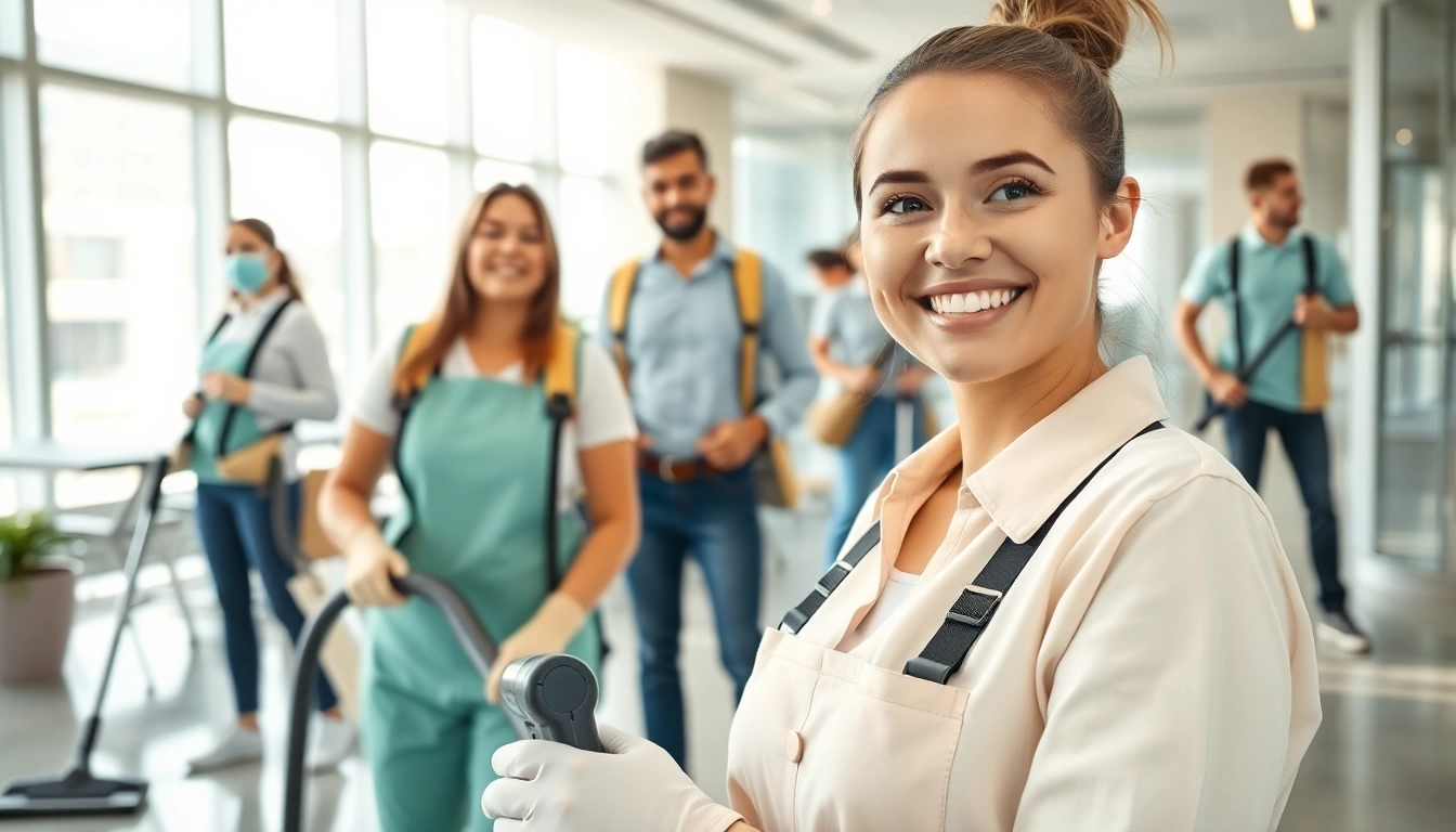 Effiziente Gebäudereinigung Ulm durch professionelles Reinigungsteam in modernem Büro.