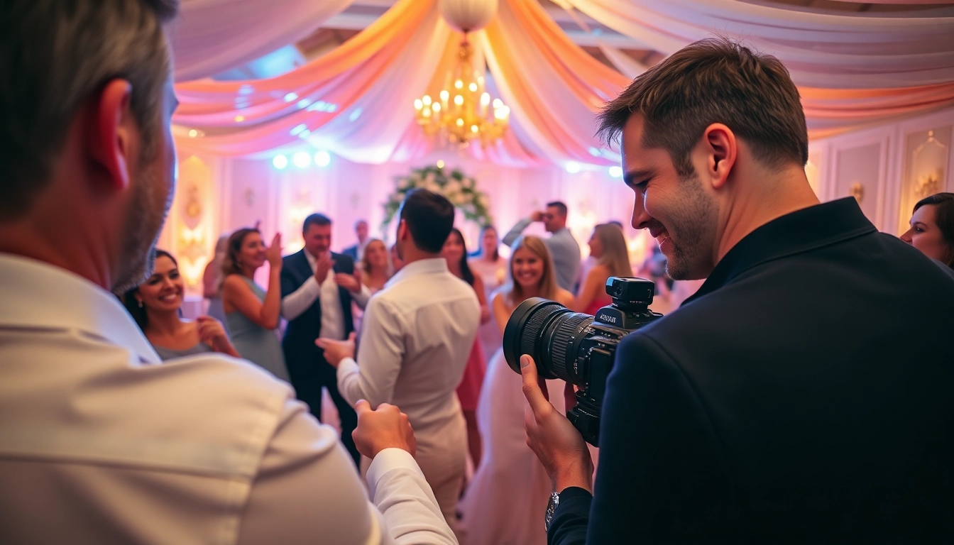 Eventfotograf München in einem festlichen Moment, fängt glückliche Gäste bei einer Hochzeit ein.