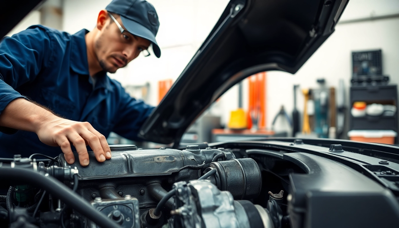 Beim Motorschaden Ankauf wird ein beschädigter Motor von einem Mechaniker inspiziert.