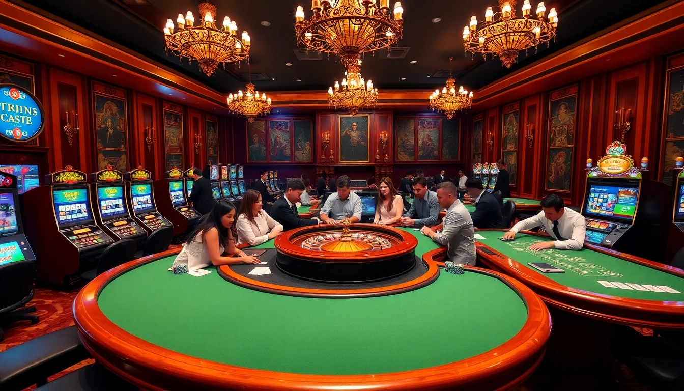 Experience the excitement of gambling at tt88 with a vibrant casino scene showcasing diverse players.