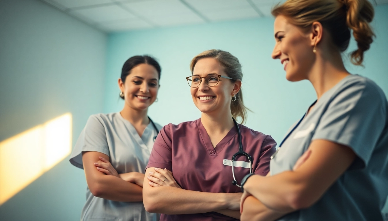 Personalgewinnung in der Pflege: Pflegekräfte arbeiten zusammen und fördern den Teamgeist in der Gesundheitsversorgung.