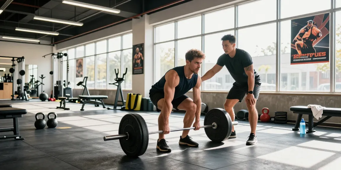 Muskelbepackter Mann hebt Gewichte im Steroidshop Fitnessstudio und zeigt Stärke und Fitness.
