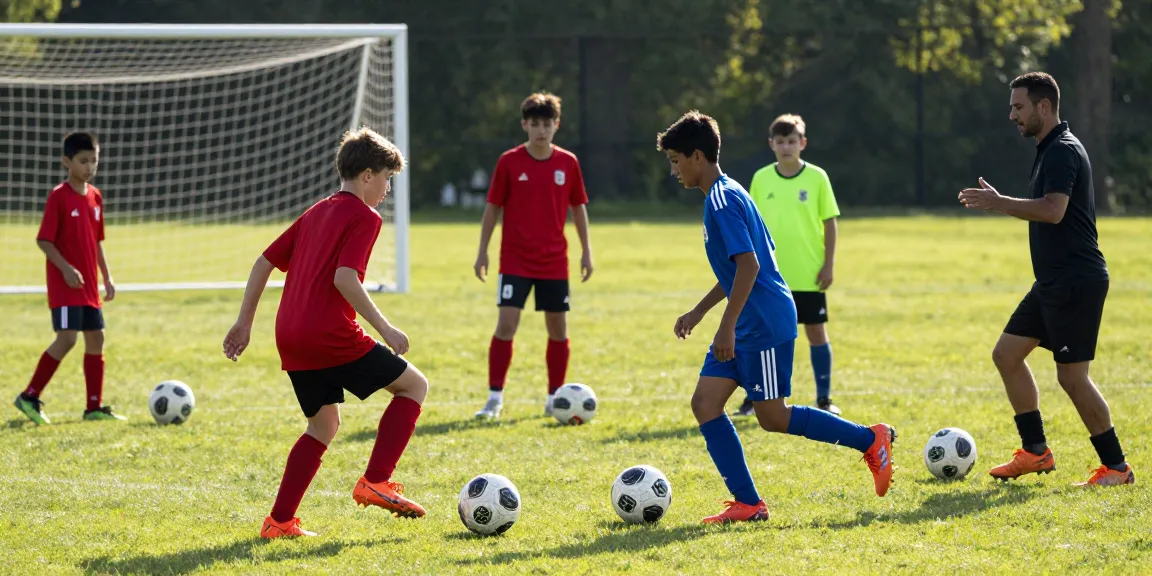 Fußball günstig kaufen – junge Spieler trainieren mit hochwertigen Bällen von Mantom auf dem Fußballplatz.
