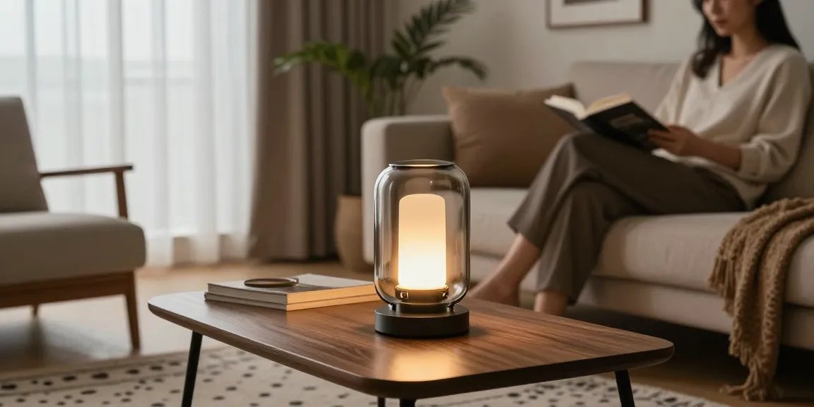 Stilvolle lampen rauchglas, die eine gemütliche moderne WohnzimmertAtmosphäre beleuchten.