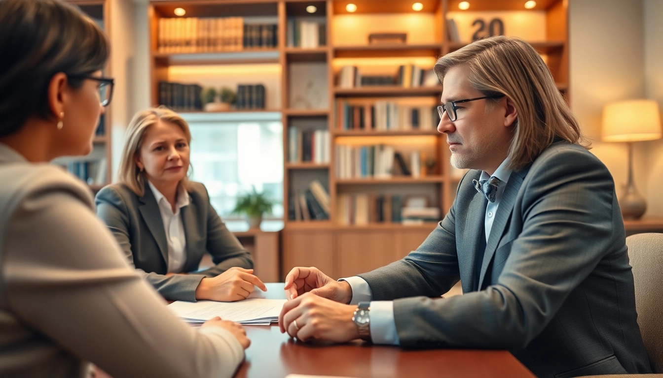 Schuldnerberater unterstützt ein Paar bei finanziellen Herausforderungen.