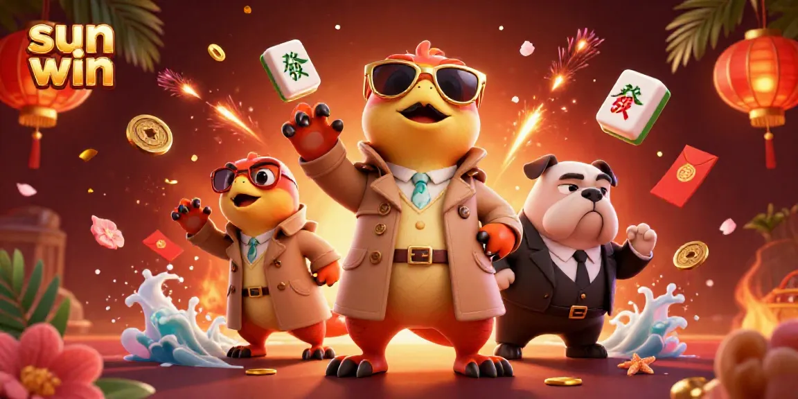 Experience thrilling action at the sun win VIP lounge with three clever raptors and a skeptical bulldog.