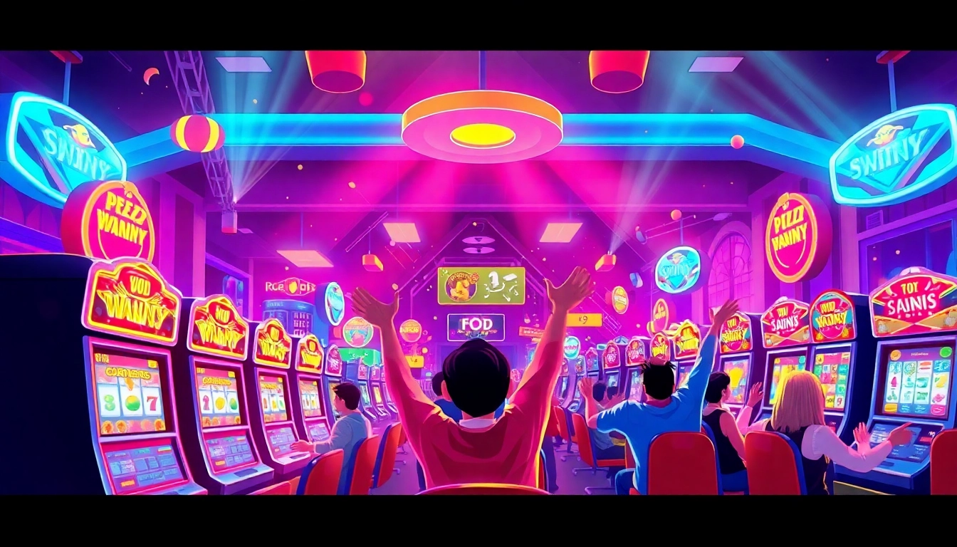 Engaging illustration showcasing the excitement of online casino bonuses in a colorful casino setting.