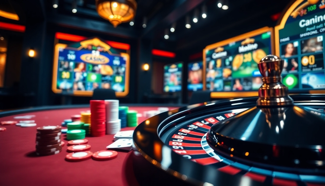 S8 online casino scene featuring vibrant poker chips and a roulette wheel highlighting gambling excitement.