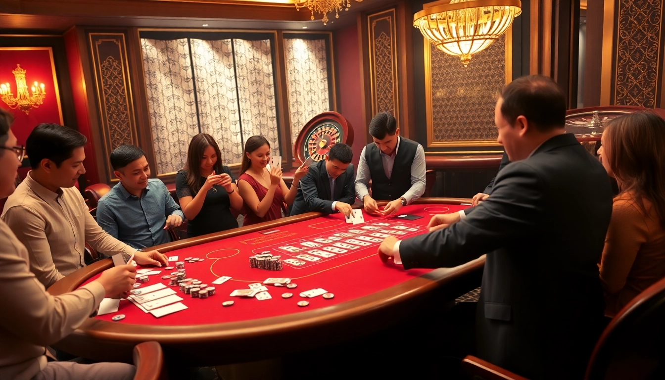 Exciting poker action at 733bet casino with players engaging and betting on cards.