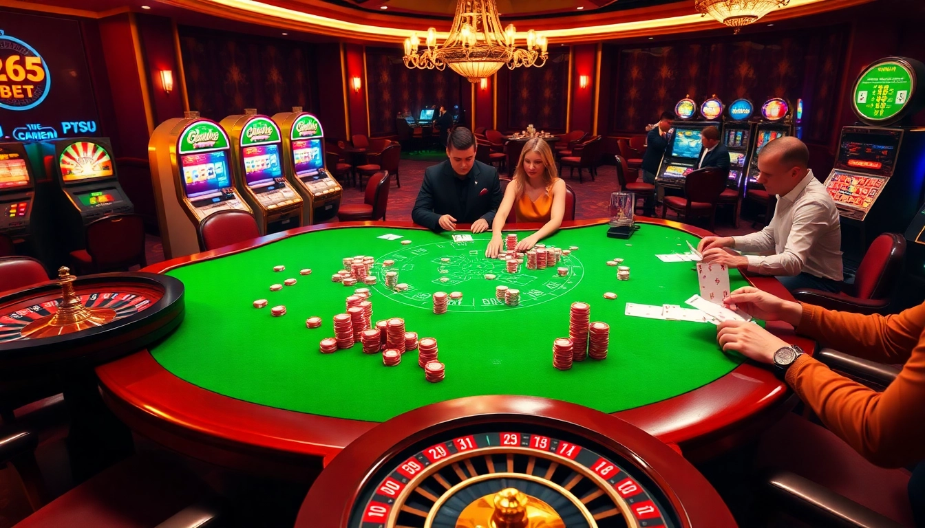 Engaging players enjoying a lively gambling experience at 136bet's luxurious casino.