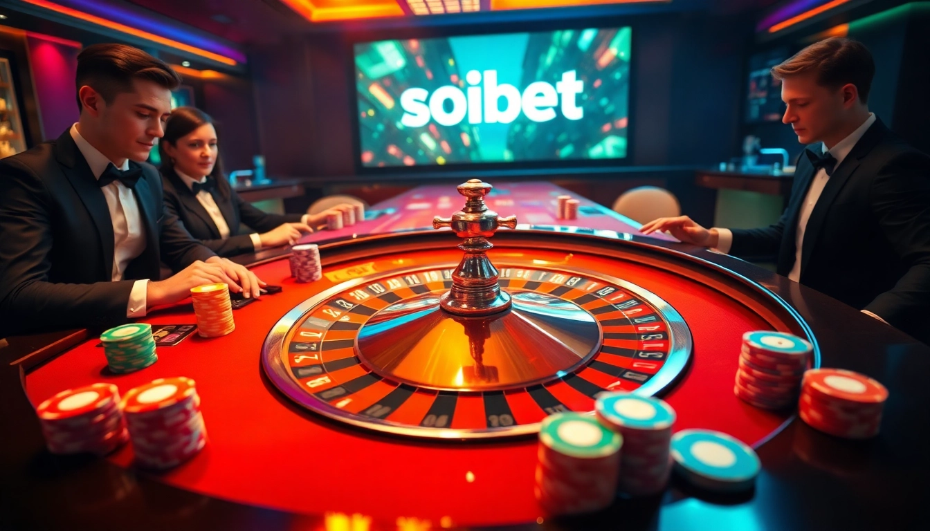 Experience the excitement of soibet ออนไลน์ at a luxurious roulette table with eager players.
