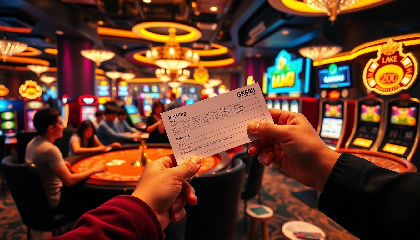 Place your bets and win big at Link vào GK88 in this vibrant casino setting.