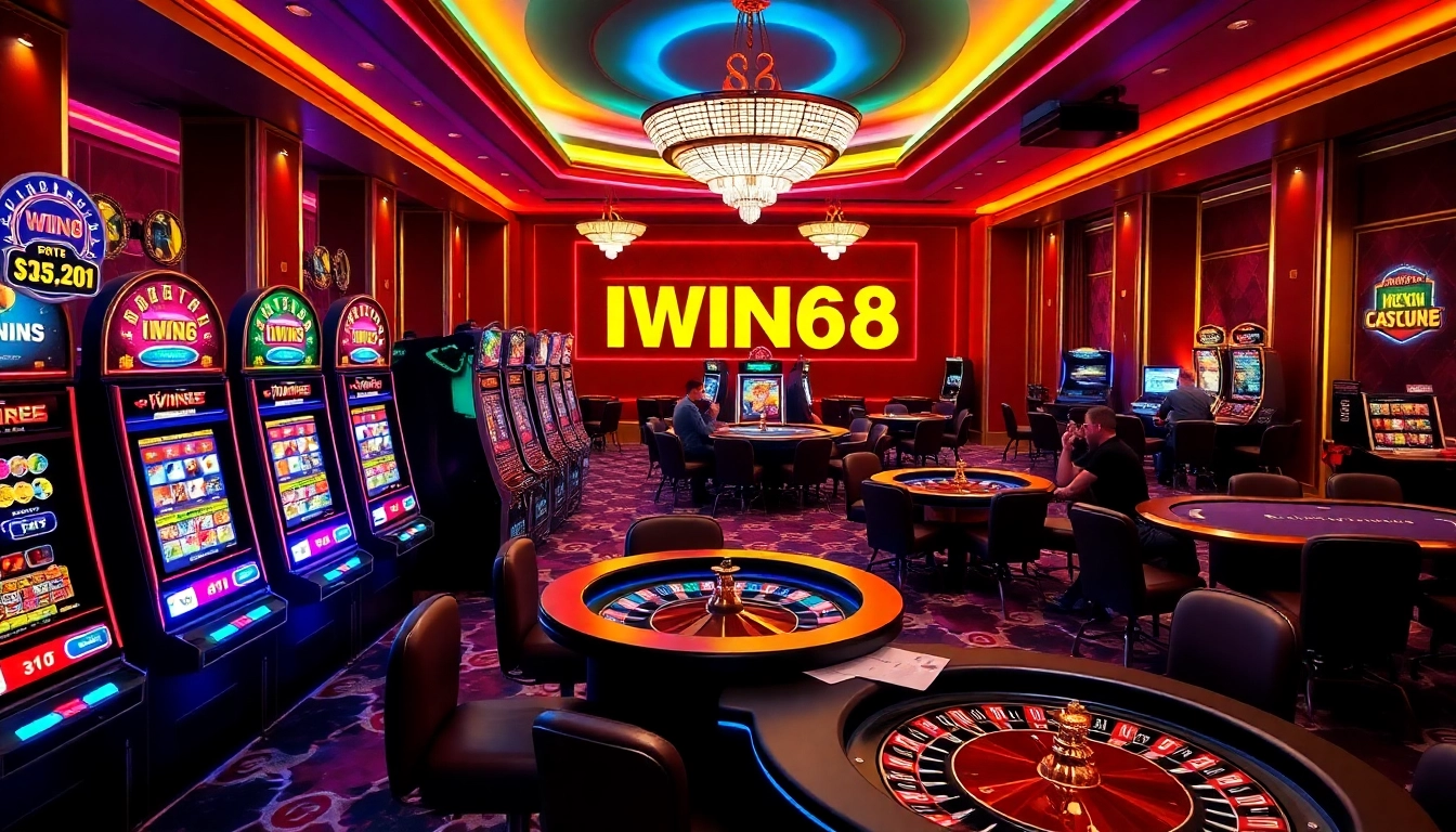 Experience IWIN68's thrilling online casino atmosphere with vibrant games and winning moments.
