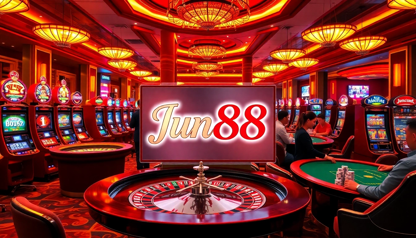 Exciting casino gameplay at Jun88 featuring vibrant chips and roulette.