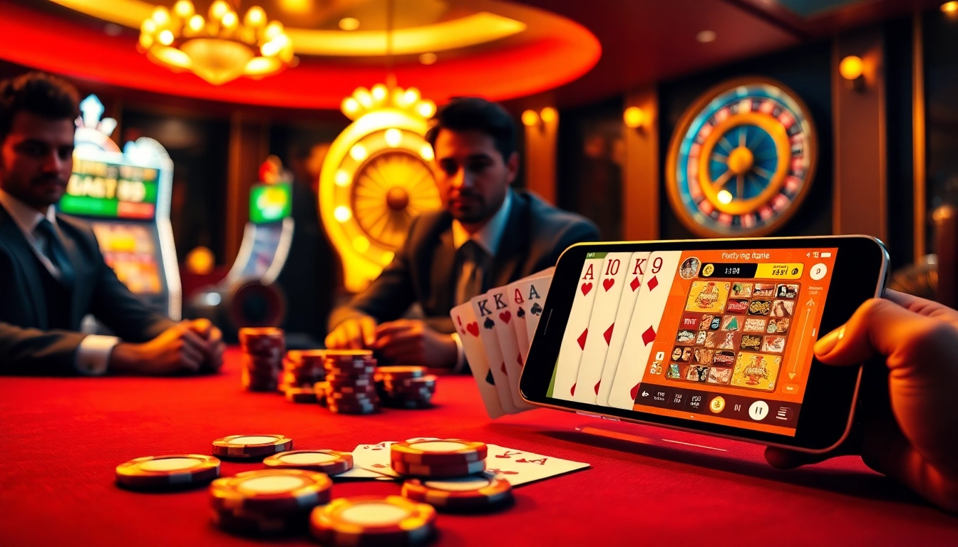 Kuwin đăng nhập action at a luxurious casino table with poker chips and cards.