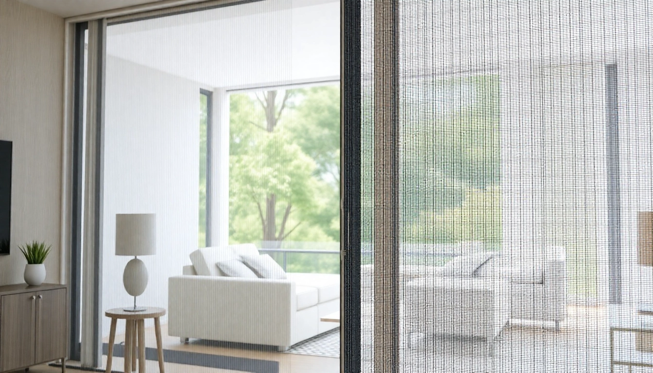 Installieren Sie insektenschutz für hebeschiebetür mit einem eleganten Plissee-Gitter in einem modernen Raum.