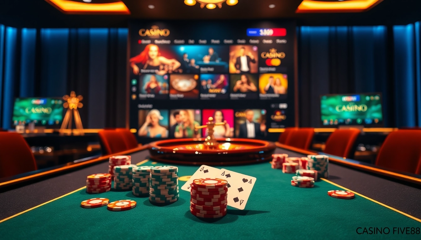 Experience the excitement of Casino Five88 with vibrant poker games and luxurious decor.