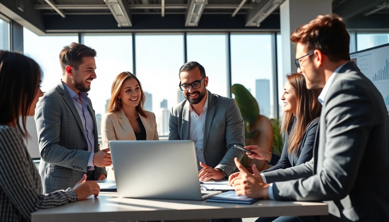 Headhunter IT engagiert in Beratungsgespräch mit einem Technologie-Kunden in modernem Büro.