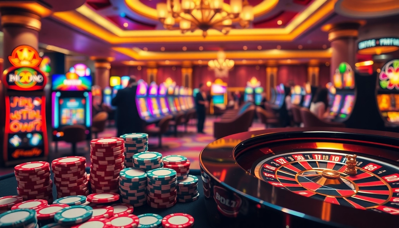 Engaging players enjoying the 88i game at a luxurious casino with vibrant slot machines.