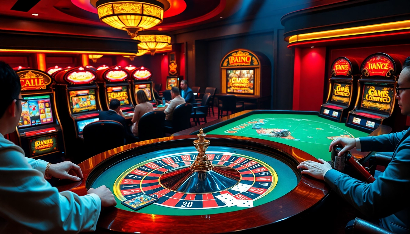 Experience thrilling gambling at Sc88 Trang Chủ with dynamic roulette tables and vibrant slot machines.