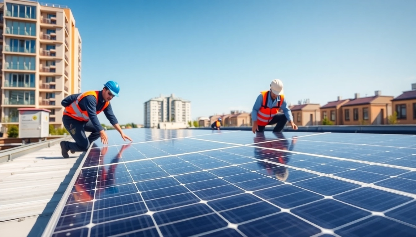 Installieren von Solar Wien Solarpanelen auf einem modernen Gebäude für nachhaltige Energie.