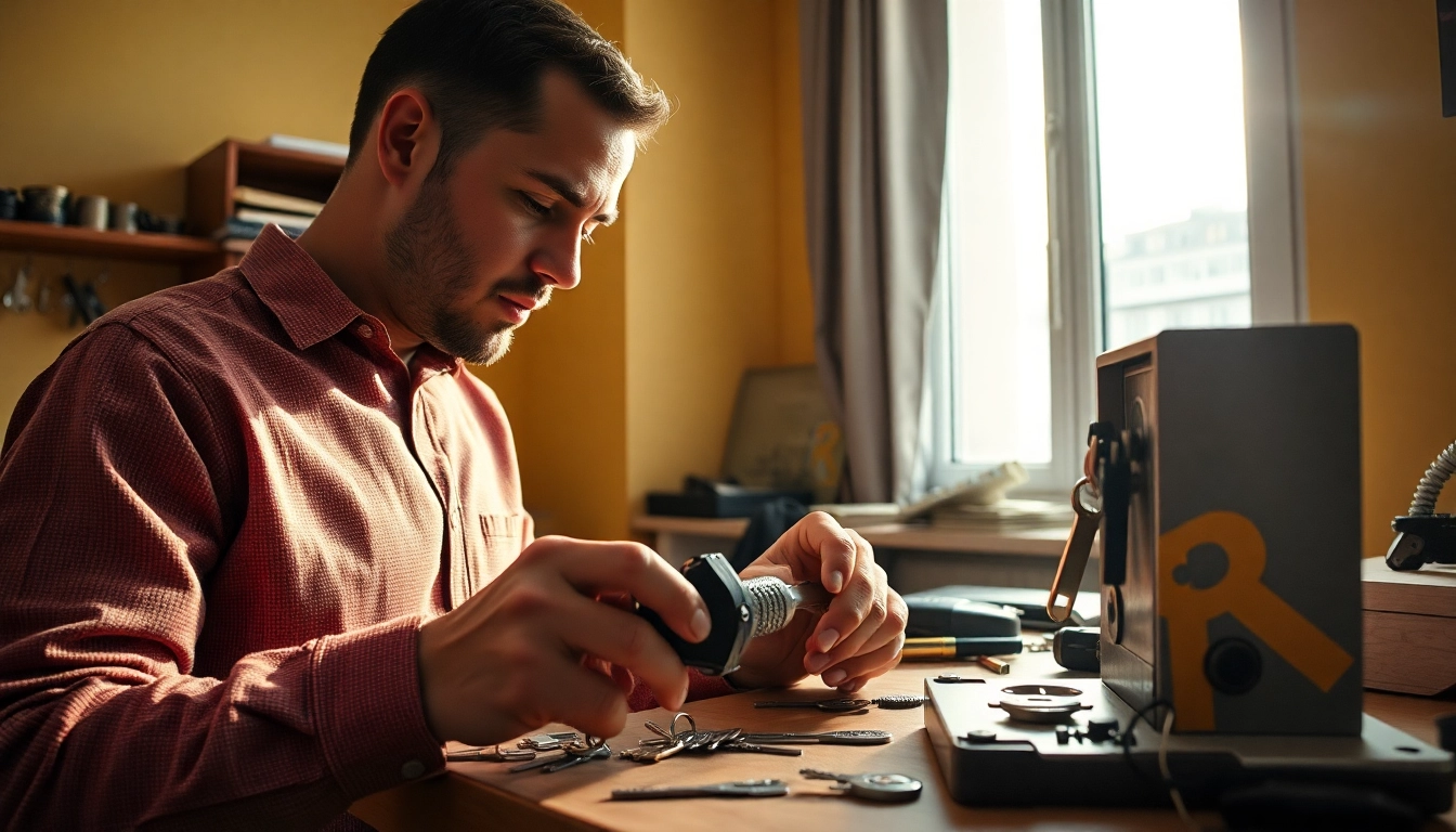 Schlüsseldienst Notdienst Berlin, erfahrener Schlosser arbeitet in einer Wohnung.