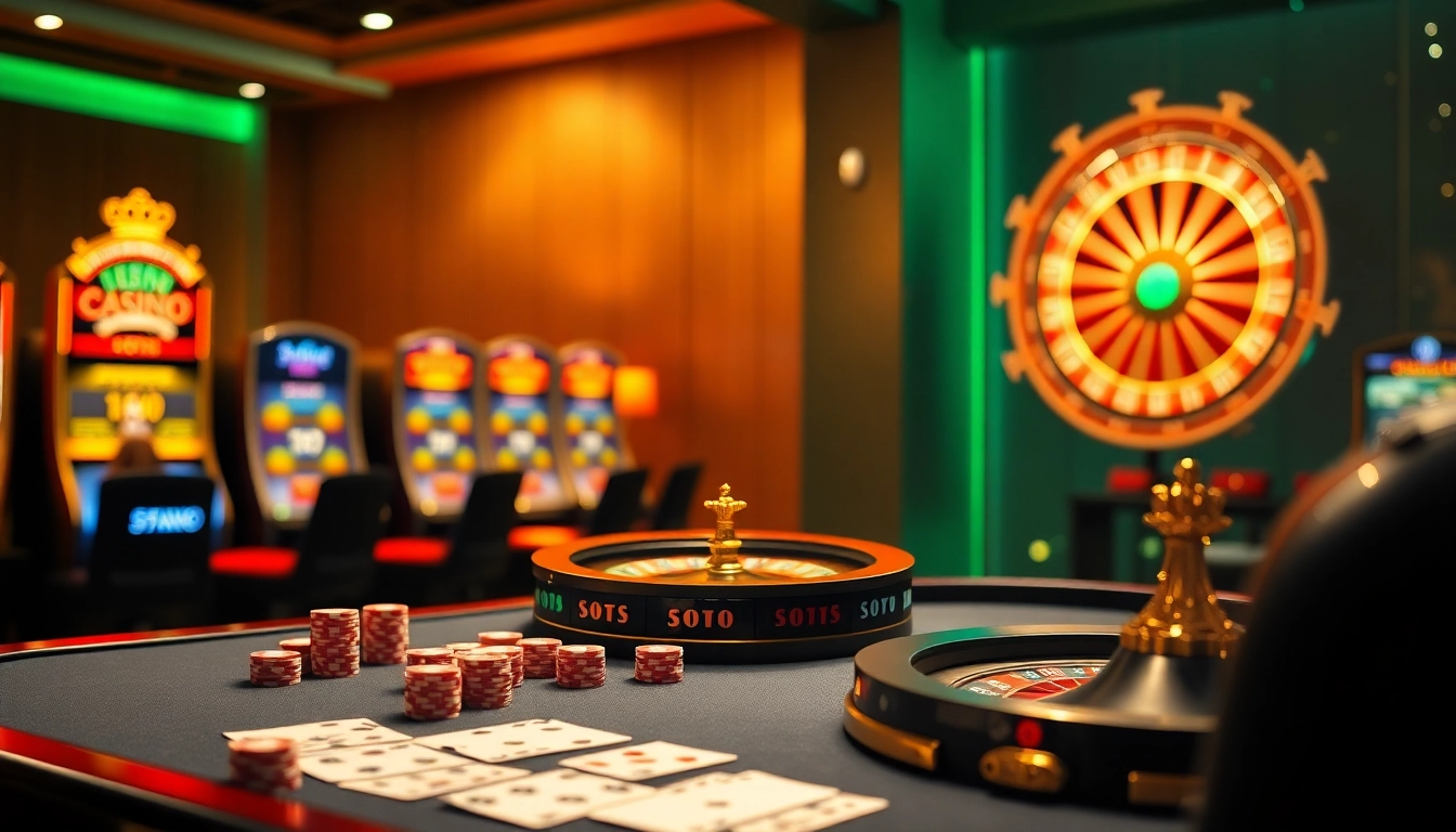 Experience the excitement of 789p trang chủ with vibrant casino gaming visuals featuring poker chips and slot machines.