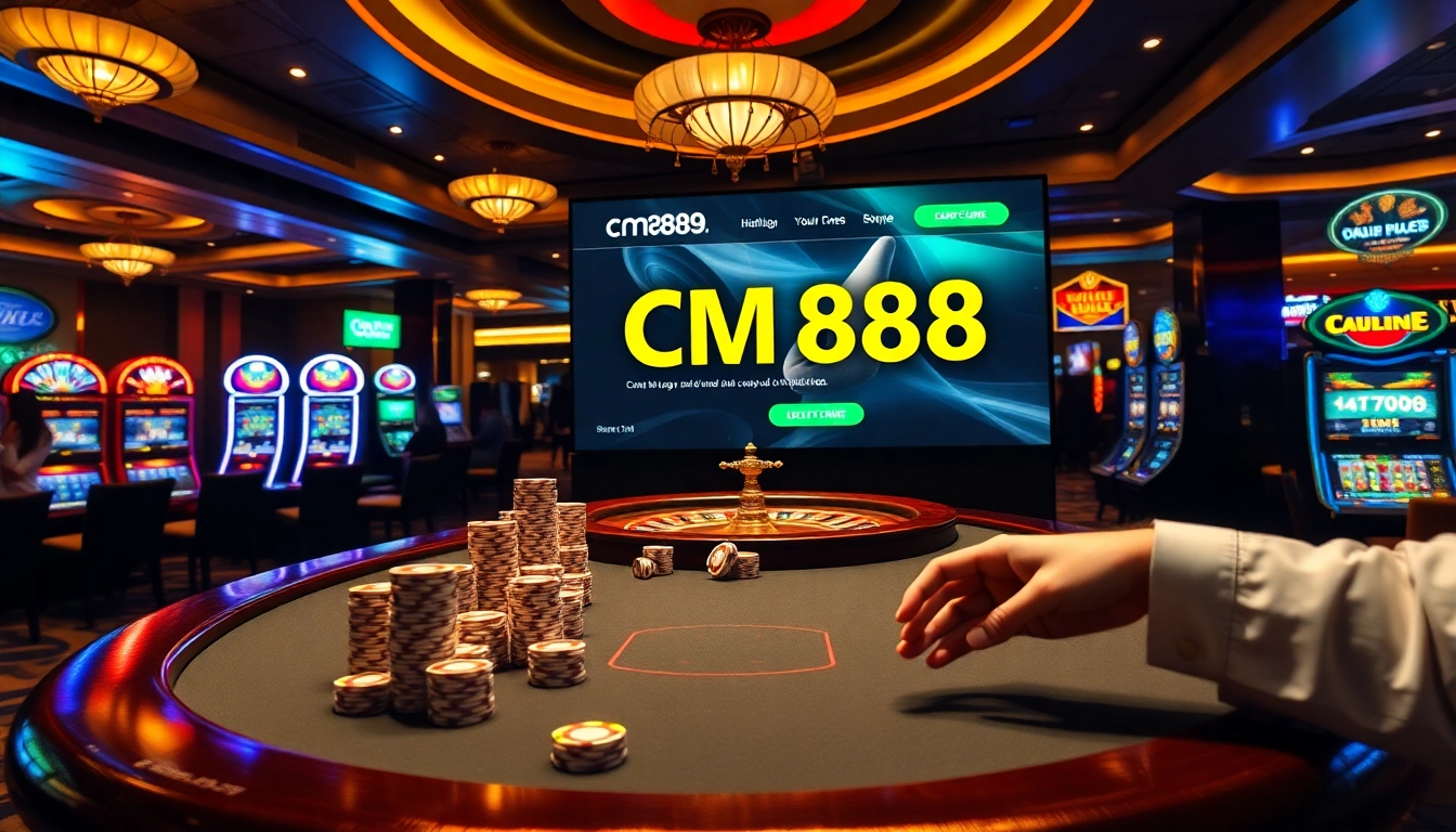 Players engaging in upscale poker at a casino, inspired by https://cm888.mobi/.