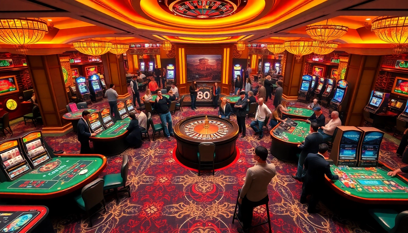 Players enjoying various games at a luxurious casino showcasing gg88 kjc rewards and thrilling experiences.