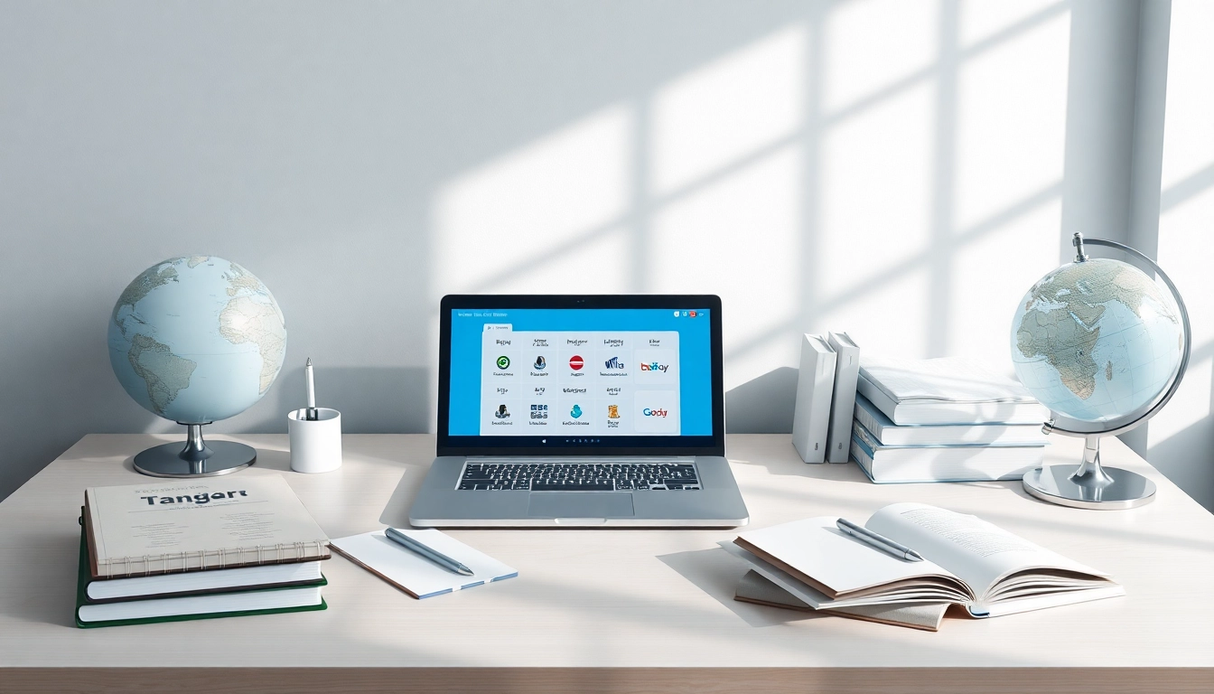 A modern study space showcasing the 有道 translation app on a laptop, promoting effective language learning.