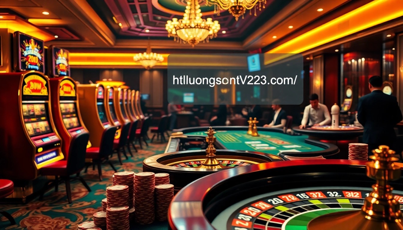 Lively online gambling scene featuring casino tables and poker chips at https://luongsontv23.com/ for modern players.