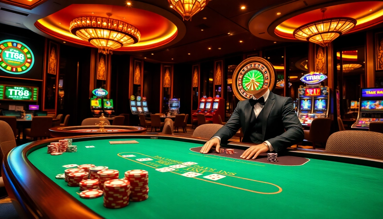 Experience the thrill of gambling at TT88 with vibrant casino visuals and world-class games.