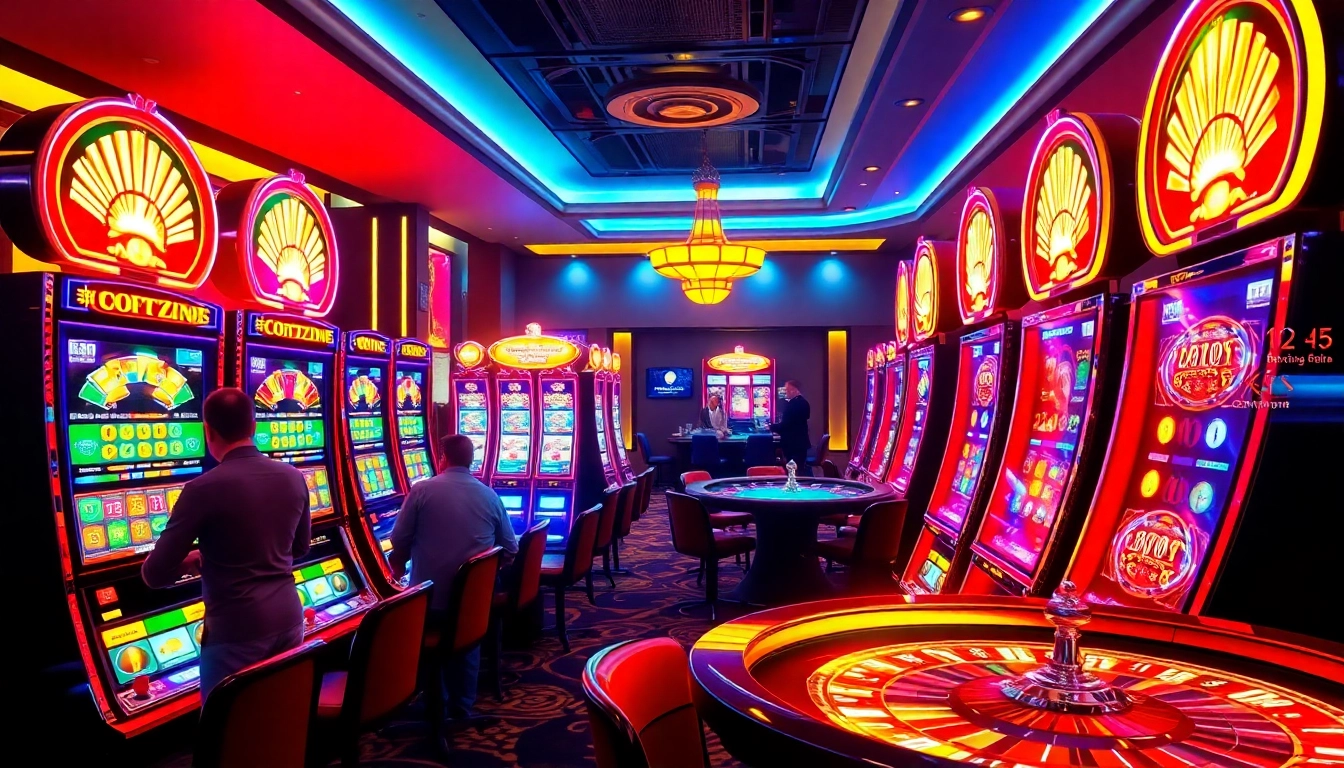 Joc de pacanele online Germania, cu jucători bucurându-se de mașini de slot vibrante.