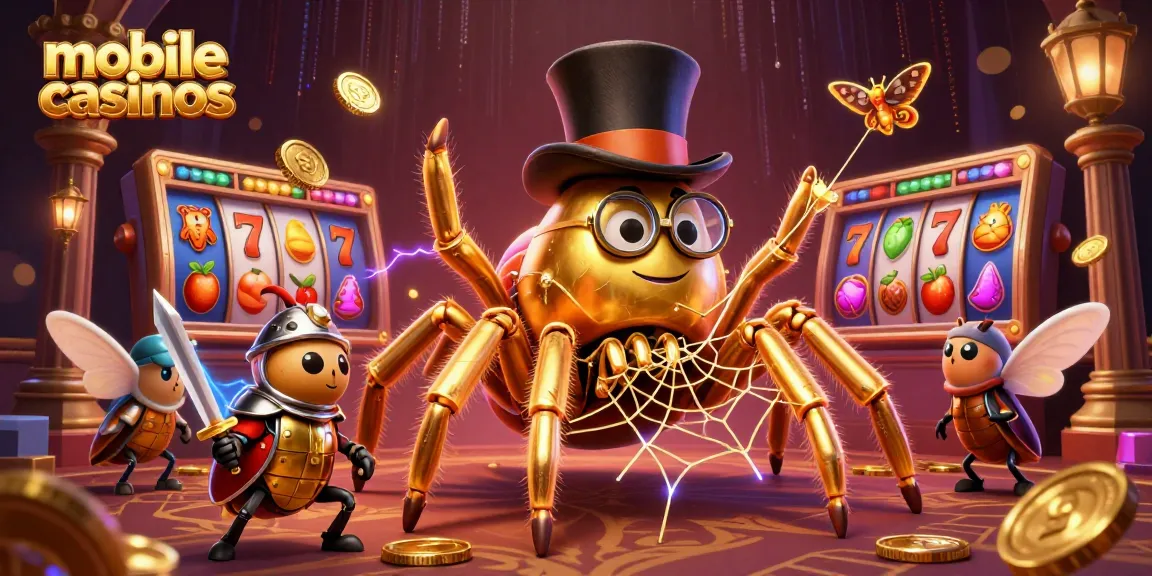 Experience dynamic action in mobile casinos with a golden tarantula and beetle knight.